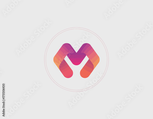 A dynamic letter M logo with beautiful gradient colors, representing creativity, modernity, and brand identity, well-suited for businesses and creative endeavors.