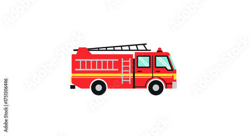 Red fire truck with ladder and yellow accents.