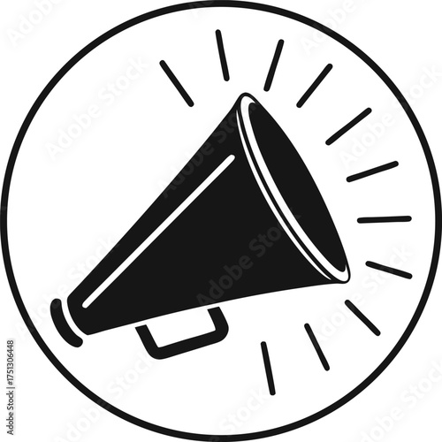 Black megaphone sound burst icon broadcast