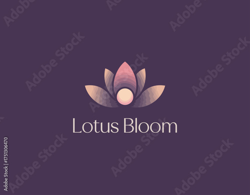 An artistic logo featuring a blooming lotus flower with soft colors that evokes tranquility, beauty, and enlightenment, representing growth and spiritual awakening artistically.