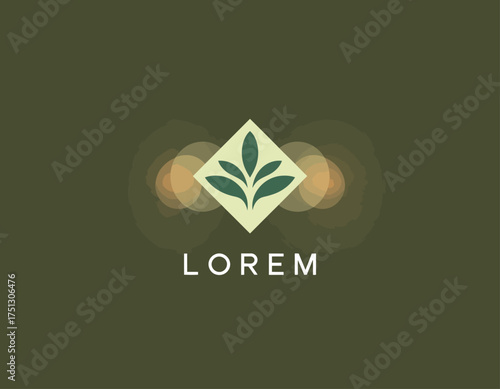 This sophisticated logo design combines organic elements with a diamond shape to convey a sense of sophistication and eco-friendliness, suitable for various brands.