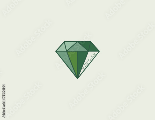 This logo showcases a geometric diamond shape in green hues, symbolizing luxury, quality, and elegance. Ideal for jewelry, finance, or eco-friendly businesses.