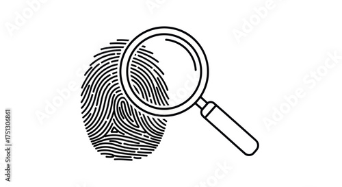 Magnifying Glass Over Detailed Fingerprint Pattern.