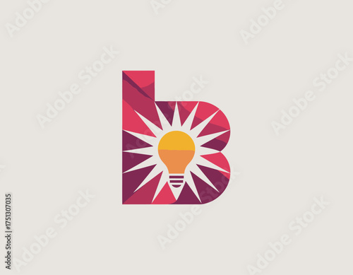 A vibrant B logo featuring a light bulb signifies creativity and bright ideas, suitable for educational or innovative ventures aiming to inspire and motivate audiences.