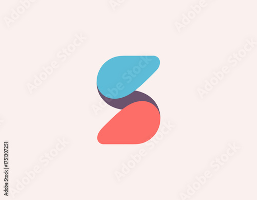 The logo design showcases a colorful, fluid S-shape that intertwines shades of blue and pink, conveying creativity and modernity for a vibrant brand identity.