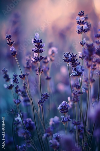 Beautiful Purple Lavender Flowers Bloom in a Serene Garden During Golden Hour