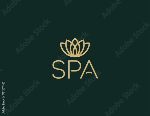This image showcases an elegant logo of a lotus flower with the text 'SPA', symbolizing tranquility and relaxation, perfect for wellness and spa-related branding.