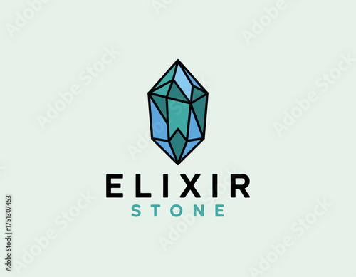 A stylish geometric representation of a crystal, tailored for brands related to gemstones or metaphysical concepts, showcasing beauty and luxury.