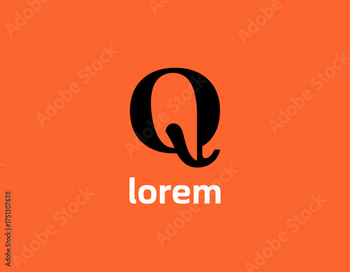A striking and bold letter Q sits centrally in an orange background, representing creativity, uniqueness, and a modern flair in design and typography.
