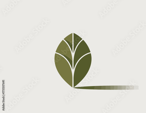A simple yet elegant leaf design showcasing clean lines and subtle natural tones, representing growth, sustainability, and a connection to the environment.