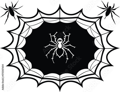 Spider Web Frame For Halloween Invitation Silhouette