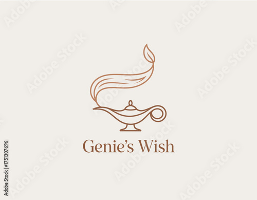 Illustrating a magical lamp with smoke, this design captures the essence of wish fulfillment and fantasy, perfect for storytelling and generative art themes.