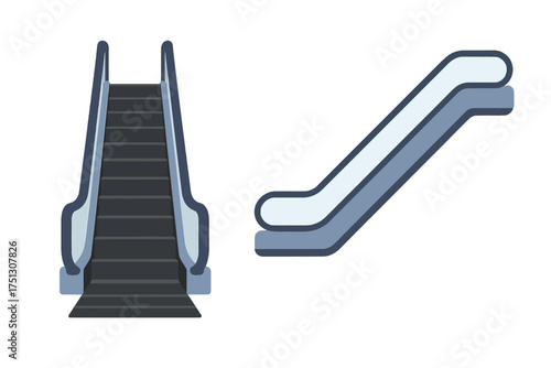 Flat design escalator icons on white background