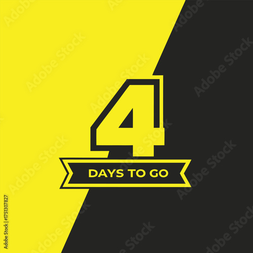 Yellow four days banner black background vector