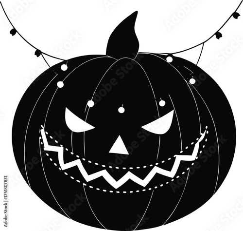 Spooky Pumpkin Fairy Lights Banner Silhouette