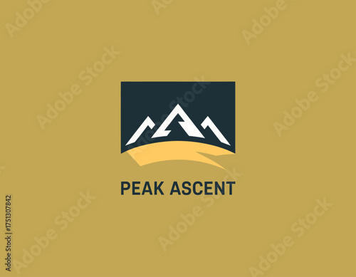 Slika na platnu The logo features stylized mountain peaks accompanied by a winding path, symbolizing adventure and exploration for a brand centered around outdoor activities and adventure
