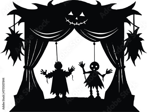 Spooky Puppet Show Stage Silhouette