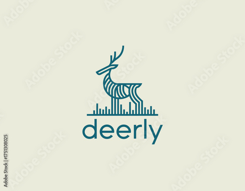 A vibrant and modern deer illustration with stylized lines indicating eco-friendliness, suitable for branding in nature, conservation, or wildlife themes.