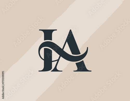 A beautifully crafted monogram featuring intertwined letters I and A, symbolizing elegance and sophistication while conveying a sense of luxury.