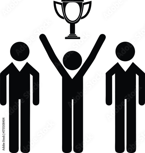 Black figures celebrating trophy victory people celebration