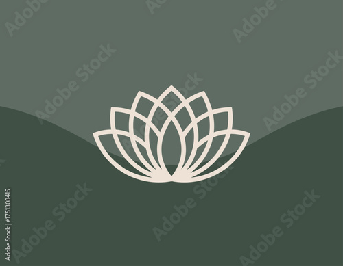 This image showcases an elegant lotus flower design, symbolizing purity and serenity, against a calming minimalist background, perfect for wellness and mindfulness themes.
