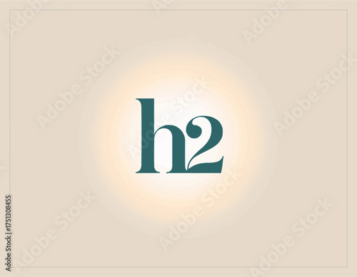 This image showcases a sophisticated logo design featuring the character 'h' and a superscript '2', evoking a sense of modernity and elegance with a soft glow.