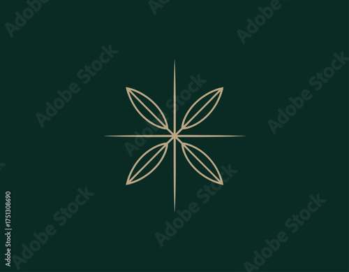 An artistic depiction of a floral design featuring elegant lines against a rich green background, symbolizing nature's beauty, growth, and aesthetic harmony in simplicity.