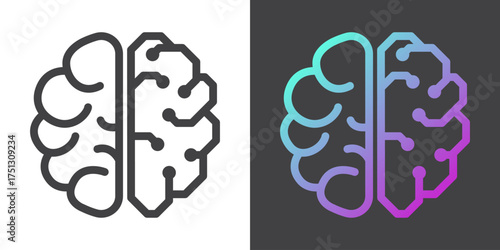 AI brain brain icon. Artificial intelligence circuit board symbol. vector illustration