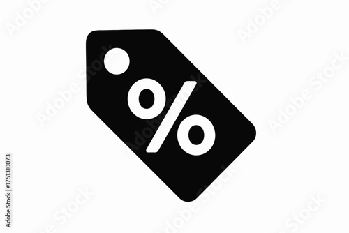 Black percentage tag icon for discount sales and promotions