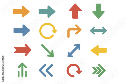 Colorful multidirectional arrows in various shapes and orientations