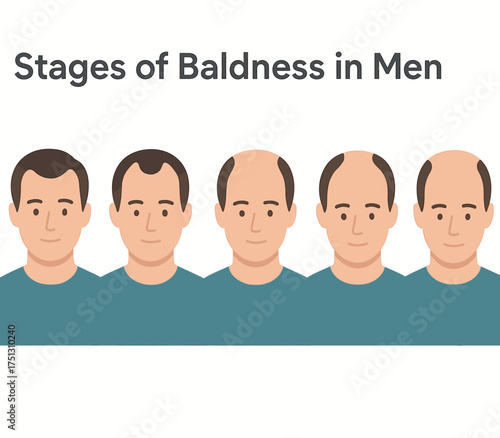 Illustration of male baldness stages