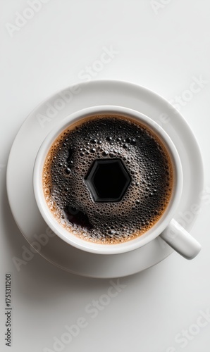Enjoying a Hot Cup of Coffee Served in a White Ceramic Mug on a Clean Table