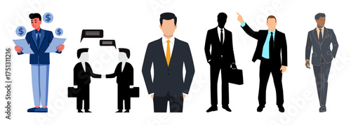 Business teamwork illustration, office communication, colleagues handshake, partnership and leadership concept