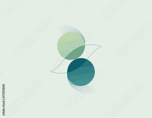 This image showcases a unique minimalist design of overlapping circular shapes with soft lines, representing balance and harmony in a sophisticated visual style.
