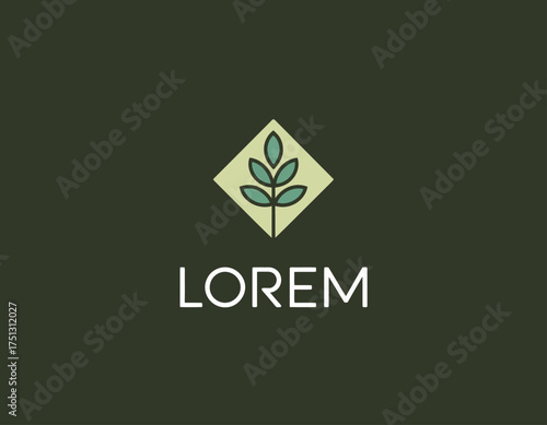 This logo blends a green leaf within a diamond shape, representing sustainability and harmony with nature, while adding a touch of sophistication to the brand.