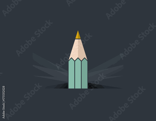 The logo features a stylized pencil with sharp lines and refreshing colors, symbolizing creativity and education, ideal for schools, publishers, or art classes.