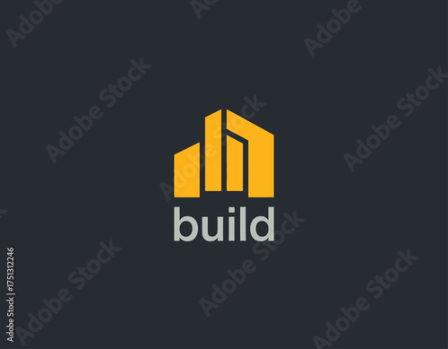 A bold and modern logo design featuring urban scaffolding and construction elements, conveying a strong sense of durability and reliability, perfect for build-related brands.