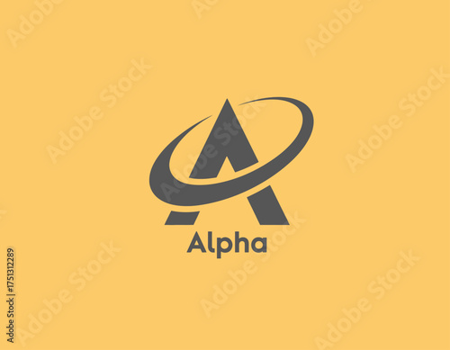 This image depicts a bold logo featuring the letter 'A' with an orbit, representing exploration and innovation, suitable for technology and aerospace branding.