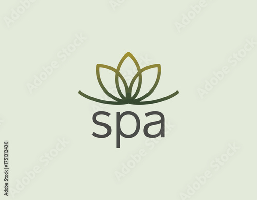 A tranquil logo featuring a lotus flower and the word 'spa', conveying relaxation, peace, and beauty, ideal for wellness and beauty establishments.