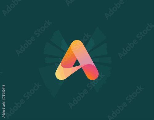 This image showcases a letter 'A' logo characterized by fluid color gradients, symbolizing creativity, innovation, and modern aesthetics in contemporary branding.