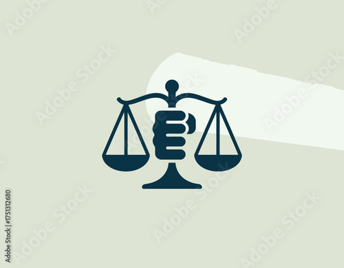 This image features a stylized representation of justice with balanced scales, showcasing the importance of fairness, equity, and legal representation in society.