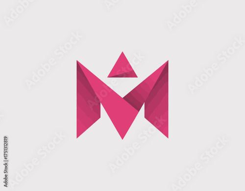 Featuring a vibrant pink geometric letter M, this image portrays modernity and creativity, making it suitable for brands focusing on innovation and energetic design.