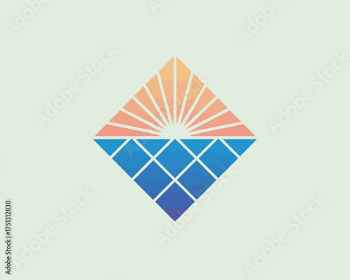 This logo showcases a diamond shape illuminated by a radiant sunrise, symbolizing hope, optimism, and new beginnings, suitable for brands promoting positivity and growth in their identity.