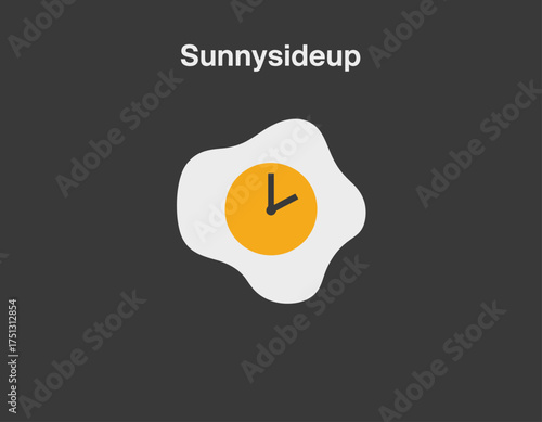 This image features a creative logo design resembling a fried egg, incorporating a clock, symbolizing time management and sunny optimism for branding purposes.