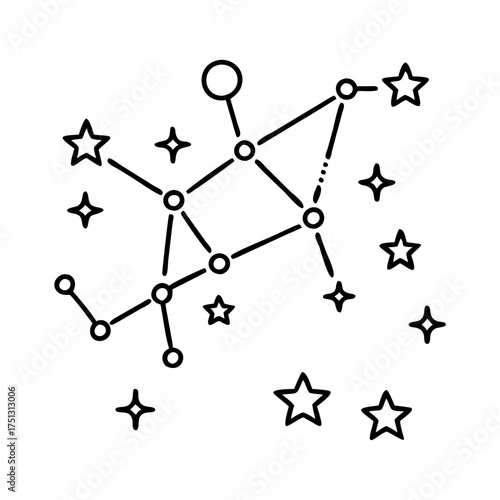 Vector art of a simple line drawing of a constellation, possibly ursa major, with stars and connecting lines, isolated on a
