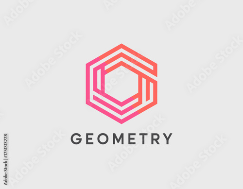 An aesthetically pleasing hexagonal logo design featuring gradient colors that embodies modern geometry, ideal for branding or tech-related projects with a colorful twist.