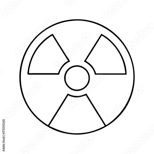 Vector art of black and white outline of a radiation hazard symbol, a universal sign for radioactivity and dangerous energy