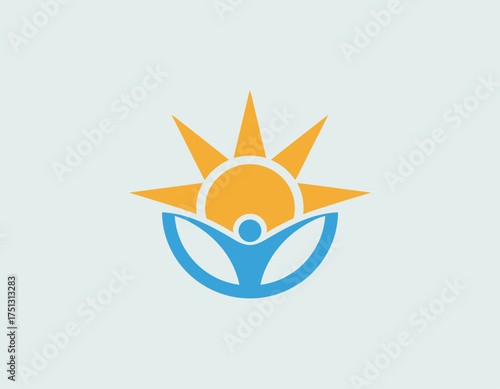 This image depicts a vibrant sunset or sunrise with a human silhouette at the base, symbolizing hope, rejuvenation, and the essence of life in a colorful atmosphere.