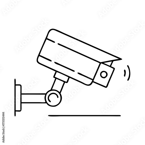 Vector art of line art icon of a security camera with signal waves