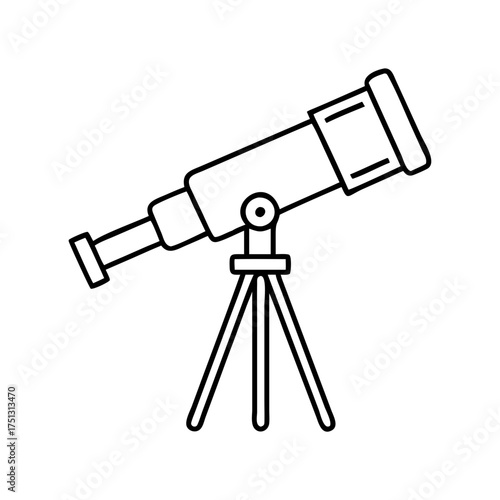 Vector art of telescope icon, astronomical instrument, spyglass, observation, science, technology